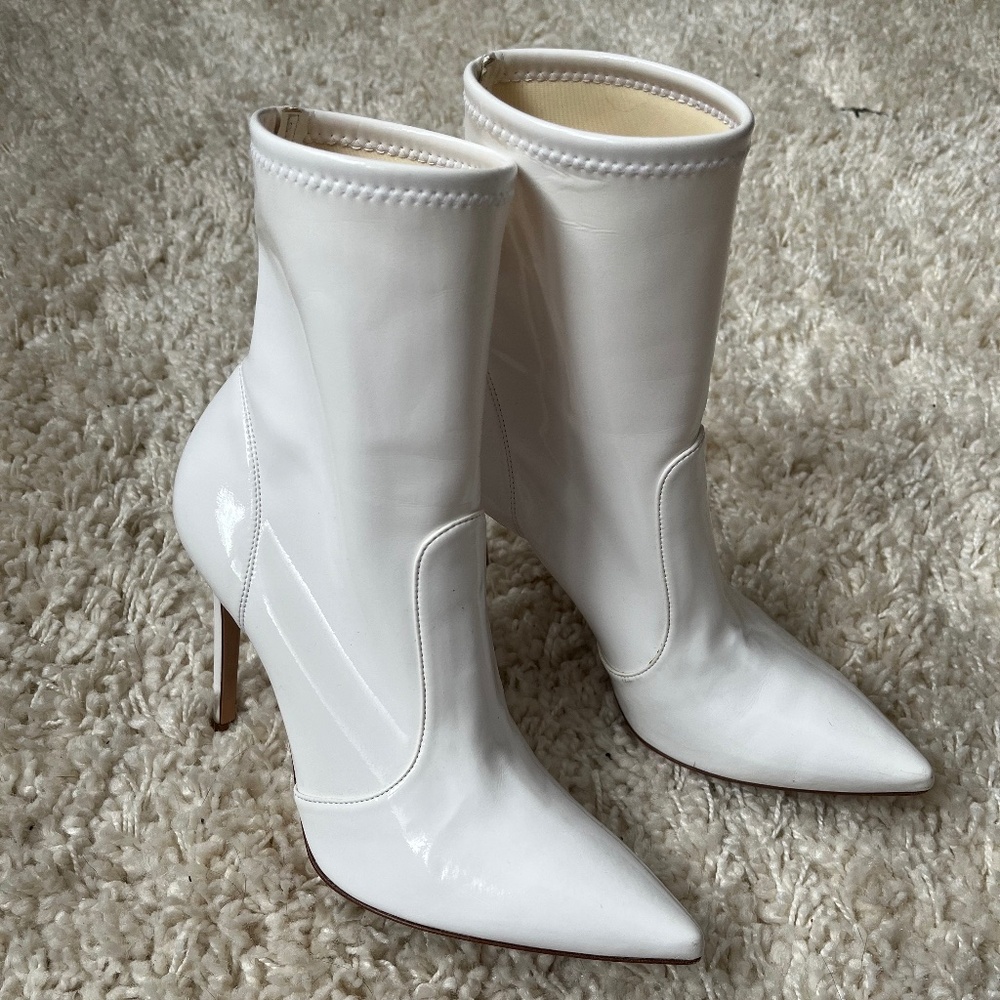 White Gianvito Rossi patent leather sock boots in size IT 38